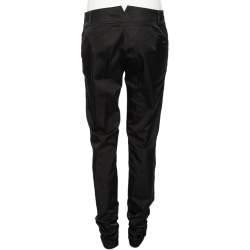 Versace Collection Black Cotton Blend Ruched Hem Trousers M