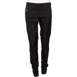 Versace Collection Black Cotton Blend Ruched Hem Trousers M