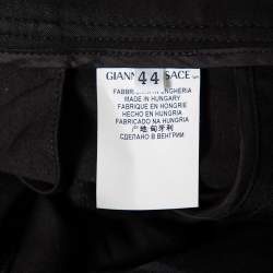 Versace Collection Black Cotton Blend Ruched Hem Trousers M
