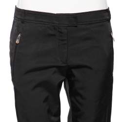 Versace Collection Black Cotton Blend Ruched Hem Trousers M