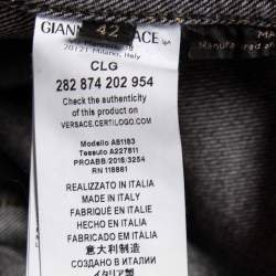 مملوكة مسبقًا Versace Charcoal Grey Denim Rockstud Detail Button Front Jacket M