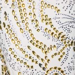 Pre Owned Versace Off-White Embellished Jersey Long Sleeve T-Shirt M