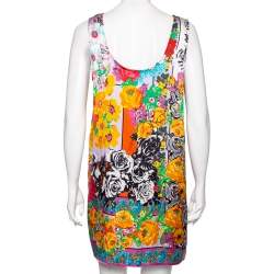 Pre Owned Versace Multicolored Printed Silk Sleeveless Top M