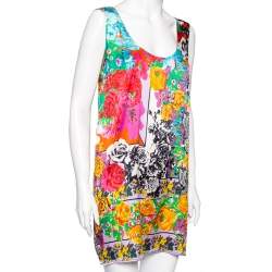 Pre Owned Versace Multicolored Printed Silk Sleeveless Top M