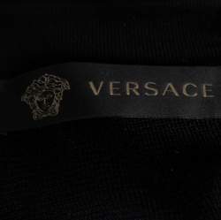 Pre Owned Versace Black & Gold Eyelet Detail Knit Zip Front Jacket S