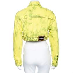 Pre Owned Versace Neon Yellow Denim Cropped Boxy Jacket S