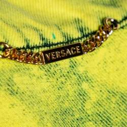 Pre Owned Versace Neon Yellow Denim Cropped Boxy Jacket S