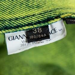 Pre Owned Versace Neon Yellow Denim Cropped Boxy Jacket S