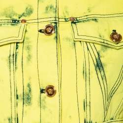 Pre Owned Versace Neon Yellow Denim Cropped Boxy Jacket S