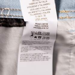 Pre Owned Versace Blue Logo Printed Denim Jeans S