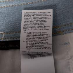 Pre Owned Versace Blue Logo Printed Denim Jeans S