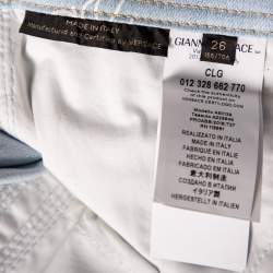 Pre Owned Versace Blue Logo Printed Denim Jeans S