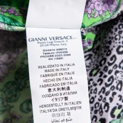 Pre Owned Versace Multicolored Baroque Patchwork Print Silk Cropped Top S