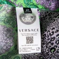 Pre Owned Versace Multicolored Baroque Patchwork Print Silk Cropped Top S