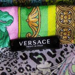 Pre Owned Versace Multicolored Baroque Patchwork Print Silk Cropped Top S