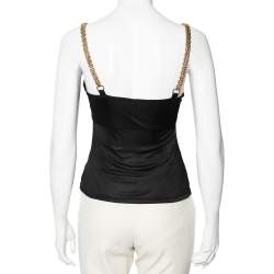 Pre Owned Versace Black Jersey Chain Strap Detailed Top S