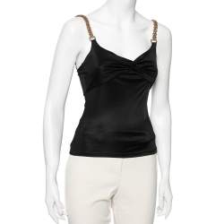 Pre Owned Versace Black Jersey Chain Strap Detailed Top S