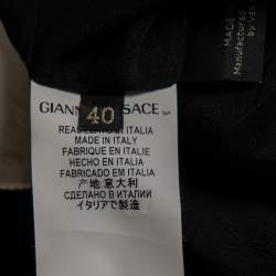 Pre Owned Versace Black Crepe Contrast Paneled Eyelet Studded Maxi Dress S