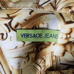 Pre Owned Versace Yellow Printed Cotton Button Front Sleeveless Dress S