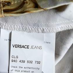 Pre Owned Versace Yellow Printed Cotton Button Front Sleeveless Dress S