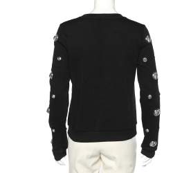 Versus Versace Black Cotton Knit Lion Head Embellished  Sweatshirt M
