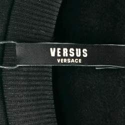 Versus Versace Black Cotton Knit Lion Head Embellished  Sweatshirt M