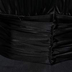Pre Owned Versace Black Jersey Deep V-Neck Belted Dress S