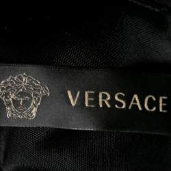 Pre Owned Versace Black Jersey Deep V-Neck Belted Dress S