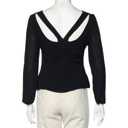 Versace Vintage Black Silk Chiffon Cut Out Detail Top L