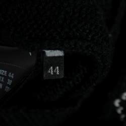 Pre Owned توب فيرساتشي حرير مطبوع ميدوسا أسود رقبة عريضة مقاس كبير ( لارج )