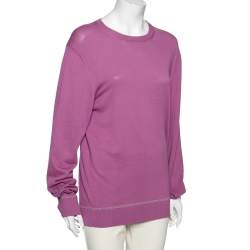 Pre Owned Versace Purple Knit Greca Detailed Long Sleeve Sweater XL