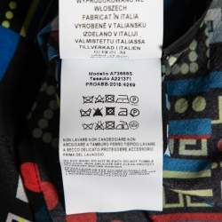 Pre Owned Versace Multicolor  La Greca Printed Silk Crew Neck Short Sleeve Blouse M