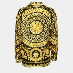 Pre Owned Versace Black & Gold Barocco Print Silk Shirt S