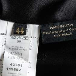 Pre Owned جاكيت فيرساتشي قماش صناعي وزغب مطبوع مورد بنفسجي منفوخ مقاس متوسط (ميديوم)