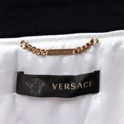 Versace Tricolor Logo Printed Synthetic Zip Front Bomber Jacket M