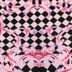 Versace Pink Stretch Knit Striped & Baroque Print Leggings S
