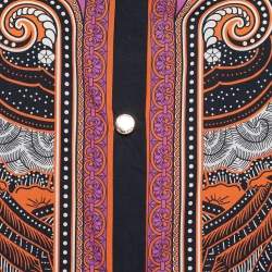 Pre Owned قميص فيرساتشي بوبلين بطبعة بيزلي أسود  بأزرار أمامي مقاس متوسط - ميديوم 