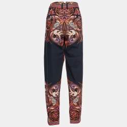 Versace Collection Black Paisley Print Poplin Tapered Trousers L