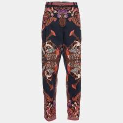 Versace Collection Black Paisley Print Poplin Tapered Trousers L