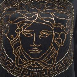 Pre Owned Versace Black Knit Medusa Embellished Sweatshirt S