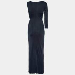Pre Owned Versace Black Jersey Cut Out Detail Dress M