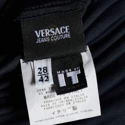 Pre Owned Versace Black Jersey Cut Out Detail Dress M