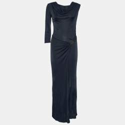Pre Owned Versace Black Jersey Cut Out Detail Dress M