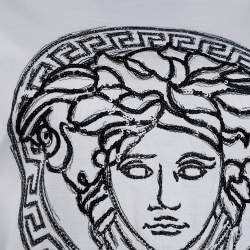 Pre Owned Versace White Jersey Medusa Sequined Round Neck T-Shirt XL