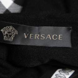 Versace Black Baroque Print Silk & Wool Button Front Cardigan S