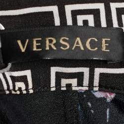 Pre Owned Versace Black & Pink Silk Floral Print Patched Blouse M