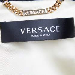 Versace Black Linen Blend Single Buttoned Blazer L