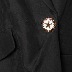 Versace Black Linen Blend Single Buttoned Blazer L