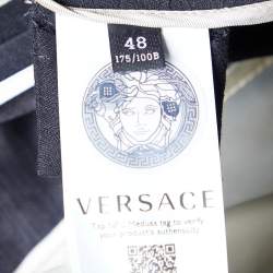 Versace Black Linen Blend Single Buttoned Blazer L