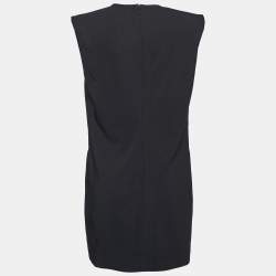 Pre Owned Versace Black Crepe Power Shoulder Mini Dress M